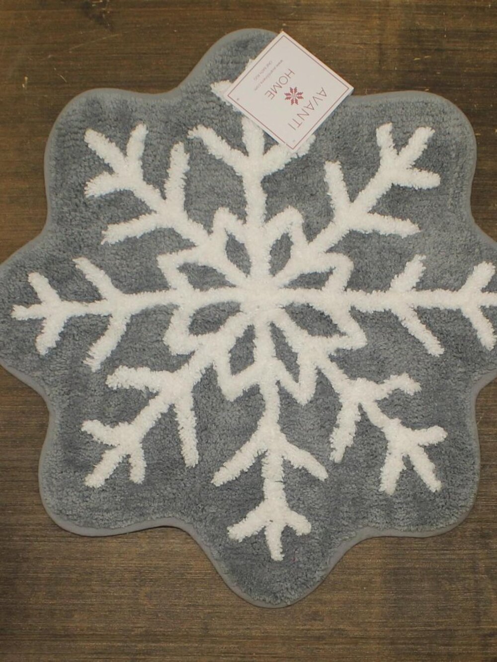NWT Avanti Snow Snowflake Christmas Bath Rug Mat Gray / White 24 x 24